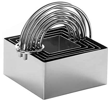 Quadratische Ausstechform mit Griff (5 Stück/Set) – Nest für einfache Lagerung Edelstahl Quadratische Ausstechform