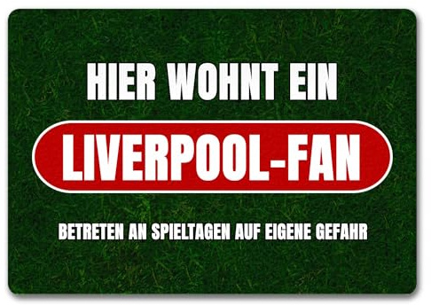 speecheese Hier wohnt EIN Liverpool-Fan Fußmatte in 35x50 cm ohne Rand mit Rasenmotiv Sportfan Liverpool England Sport Europa
