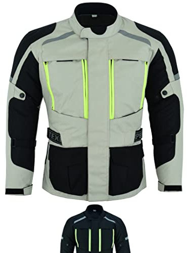 Texpeed Chaqueta moto hombre 4 estaciones con protecciones - Impermeable de motociclista con armadura CE (EN 1621-1) - Verano/invierno Gris/Blanco - L