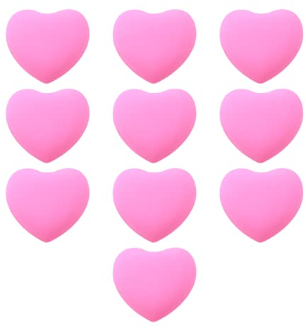 Bitray Weiche Knöpfe, Cartoon-Design, rosa Herzform, Schrankknöpfe, Schubladenknöpfe, Türknauf, 10 Stück