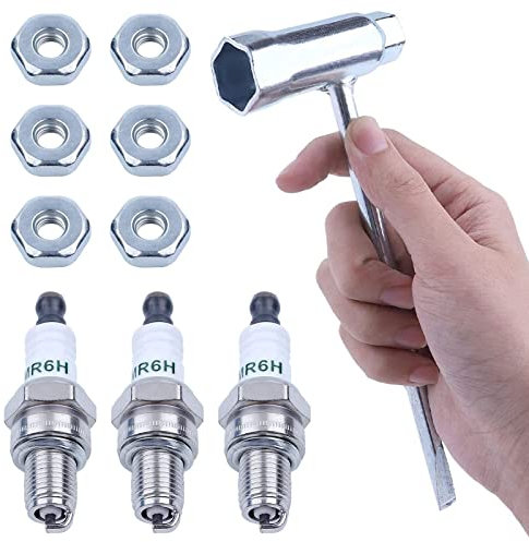 13x19mm Kettensäge T-Schlüssel 3 in 1 Multi Tool Schraubenschlüssel mit Stabmutter CMR6H Zündkerze für Stihl 017 018 019 020 021 023 024 025 026, kompatibel mit Dolmar 109 112 113 für Poulan 1800 2000