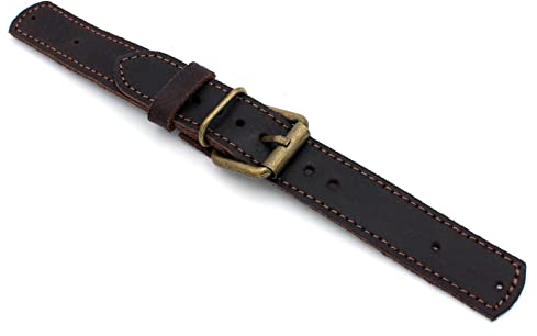 Sulla 20mm Uhrenband für Feste Stege mit Nieten für Fliegeruhren dunkel braun Bronze Beschläge