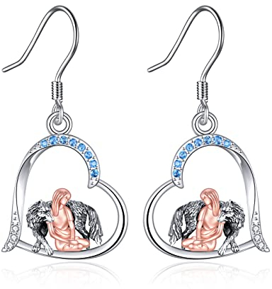 Wolf Ohrringe für Mädchen Wolf Ohrhänger 925 Sterling Silber Schmuck Geschenk für Damen Mädchen (Wolf Mädchen Ohrringe)