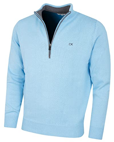Calvin Klein Chandail de Golf CK 1/2 Zip pour Homme - Bleu bébé - XL