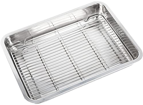 ZYLEDW Bandeja para Hornear Rectangular Bandeja para Hornear de Acero Inoxidable, con Rejilla de Enfriamiento Extraíble, Saludable, Fácil de Limpiar (Size : 60x40x4.8cm)
