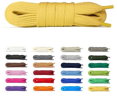 Laceter Lacets Plats Premium en Coton pour Baskets - Lacet de Remplacement pour chaussures de Sport et Sneakers ou pour Enfants - Épaisseur 8mm - Compatible avec Converse, Nike - Jaune foncé, 180 cm
