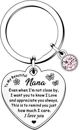HULALA Schlüsselanhänger mit Aufschrift To My Beautiful Nana, für Muttertag, Geburtstag, Weihnachten, Geschenke von Enkelin, Enkelkind, silber, One size