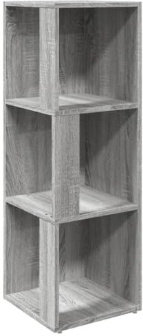 vidaXL Eckregal, Bücherregal mit viel Stauraum, Standregal für Schlafzimmer Wohnzimmer Büro, Büroregal Aktenregal Regal, Grau Sonoma Holzwerkstoff