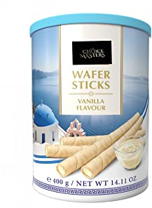 Wafer Rolls | Vanilla Wafer Rolls Gift Tin | Deliciously Crispy Treats Wafer Rolls With Fine Vanilla Flavoured Cream Fillin (50%)| Great With Tea Coffee Hot Chocolate - 400 g