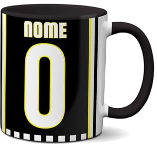 Fashion Graphic Tazza personalizzata in ceramica tifosi ultras squadra personalizza la tazza mug con nome e numero tifosi ultras squadra del cuore tifoso (Bianconero/nera)
