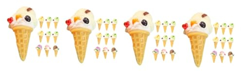 BESTonZON 48 STK Simulations-EIS Schlüsselanhänger Zubehör Eisdekor fotografieren künstliche Eiscreme-Requisiten Eistüte künstliches EIS Spielzeug Cafe DIY zubehör Kind Modell Harz
