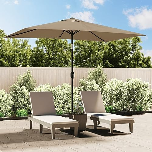 Mengtu Sonnenschirm mit Metall-Mast Gartenschirm Strandschirm Schirm Ampelschirm Balkonschirm Marktschirm Mit Kurbelsystem Sonnenschutz Gartenschirm 300 x 200 cm Taupe Garten Möbel