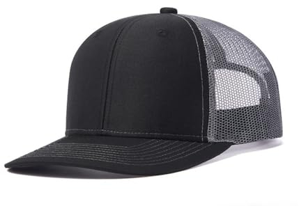 Truckercap Herren,Trucker Cap mit Mesh Netz,Meshcap größenverstellbar Baseball Cap,Sommer atmungsaktive Sun Cap,mit verstellbarem Schnallenverschluss für Draußen,Sport und Reisen,SchwarzA+Schwarz B