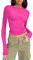 Jamron Mujer Sexy Slim Fit T-Shirt Y2K Estilo Manga Larga Color Liso Camiseta Básica Fucsia SN0703184 L