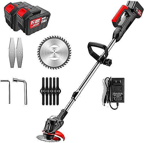ABBNIA Cortacésped de Mano para el hogar, inalámbrico, Multifuncional, batería de Litio, cortacésped Recargable, 2 baterías -2 baterías