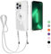 MBSLFY Magnetic Case for iPhone 13 Pro Max Case Clear, Full Body Bumper Case Compatible with Magnetic, with Neck Cord Lanyard Strap, Slim Shockproof Case for iPhone 13 Pro Max, White