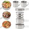 Gevvnss Set di 8 Pezzi Gavetta Scout,Set Pentole Campeggio in Acciaio Inox,Set Piatti Campeggio con Padella,Piatti,Tazze,Coperchio per 3-4 Person,per Escursioni,Picnic,Barbecue,Argento