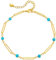JDGEMSTONE Handgemachte Büroklammern Fußkette,Boho Fußkettchen,Perlen Fussketten für Frauen,Türkis Fußkettchen für Damen,Mädchen,Fusskettchen Gold 585 Echtgold,Strand Accessoires,Designer Fußkettchen