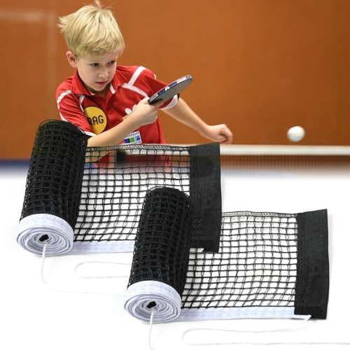 2PCS Filet Ping Pong pour Table Ping Pong Exterieur Ajustable en Polyester Net, Universel et Portable, Intérieur et Extérieu, Noir et Blanc avec Corder 180 * 15cm (Noir)