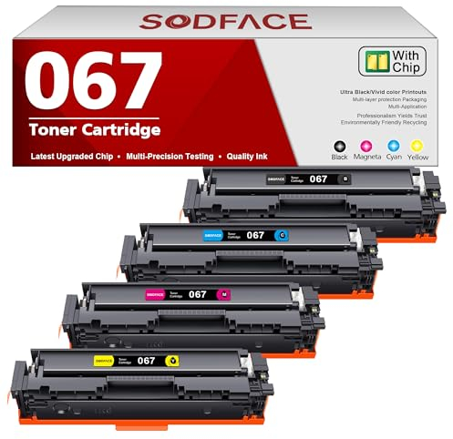 SODFACE 067 067H Toner Set Kompatible für Canon 067 067H für Canon i-SENSYS MF655Cdw MF657Cdw MF656Cw ImageCLASS LBP633Cdw LBP632Cdw LBP631Cw (Schwarz Cyan Gelb Magenta, 4er-Pack)
