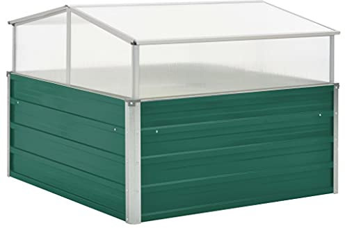 Brokky Serra Verde 100x100x77 cm in Acciaio Zincato-Serra da Giardino e Orto in Policarbonato con Tetto Regolabile e Porta,Telaio in Alluminio