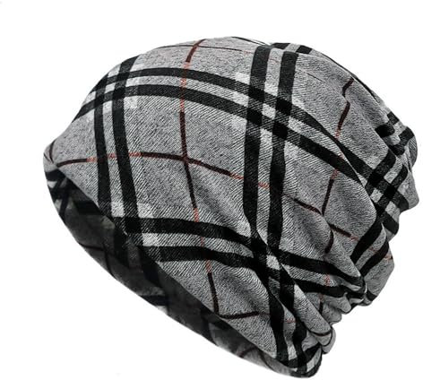 LANLYLGQ Beanie Leicht Long Jersey Mütze Schal Unisex Herren Damen Slouch Strickmütze Dünne Kopfbedeckung (DE/NL/SE/PL, Alphanumerisch, Einheitsgröße, Gitter-Grau)