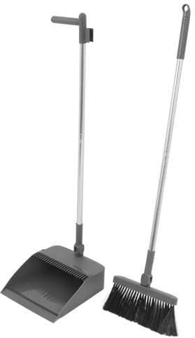 Ipetboom Soft Broom and Dustpan Set Long Handle for Indoor Cleaning Tools for Kitchen Office Home Lobby Cleaning Material