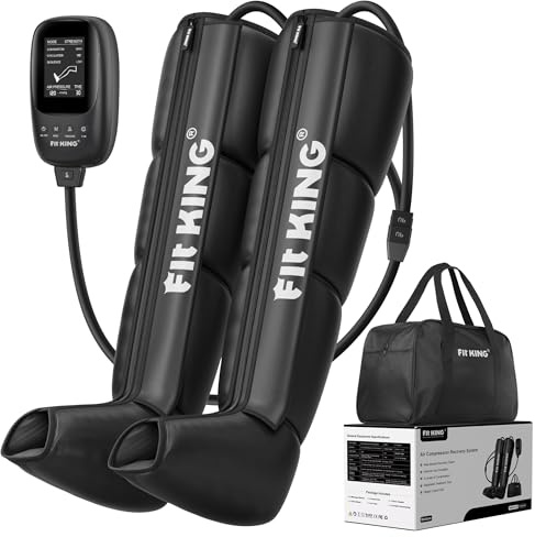 FIT KING Leg Compression Machine with 8 Intensities & 3 Modes (L) | Air Compression Boots for Foot Calf & Thigh Post-Workout Muscle Relaxation & Daily Comfort