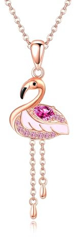 DAYLINLOVE Flamingo Kette 925 Sterling Silber Rosa Flamingo Anhänger Halskette Vogel Tier Schmuck Geschenk für Damen Mädchen Frauen Mutter Flamingo Liebhaber