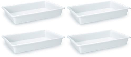 AC - Pack de 4 Bandejas Frigorificas - Capaciadad de 4 L - Fabricado en Plástico - Apto para Microondas y Congelador - 6 x 35 x 27 cm - Color Blanco