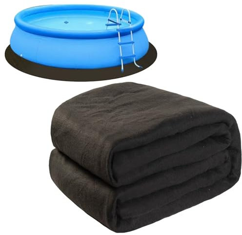 DecoForU Tapis rond de 3 m pour piscine hors sol, matériau géotextile durable, coussinets de doublure pour résistance aux perforations, prolonge la durée de vie de la doublure, noir