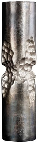 Moderne Vase Precious - 40cm - schwarz Silber - Metall Hammerschlag Design