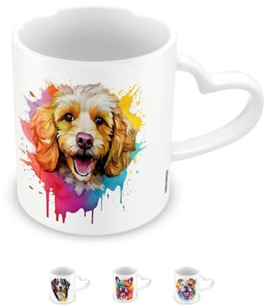Pyramid International, Cavapoo Mug, Coffee and Hot Chocolate Ceramic Mug, Heart Shaped Handle, Paint Love My Dog Collection, 11oz / 315ml, One Size, White