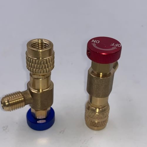 Annlpoy 2 Stück Kältefüller Sicherheitsventil Schnellkupplung, Klimaanlagen Adapter für R410A R22, klimaanlagenanschluss, Robuste Kupferkonstruktion, für Kältetechnik und Klimaanlagenladegeräte