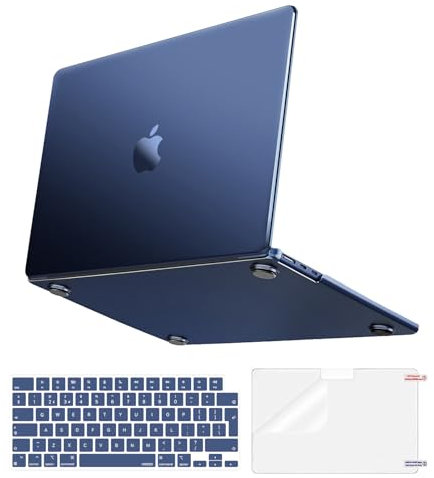 MOSISO Compatible with MacBook Air 13 inch Case 100% Match Official Color 2025 2024 2023 2022 M4 M3 M2 A3240 A3113 A2681, Slim Hard Shell for MacBook Air 13.6&KeyboardSkin&ScreenFilm, Midnight Clear