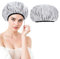 Large Shower Cap, Satin Lined Thickened Showers Caps for Women, Reusable Triple Layer Breathable Hair Cap for Showers, Adjustable Waterproof No - Slip Shower Caps for Curly, Braid, Long Hair, Men