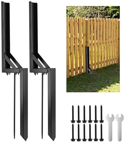 KOHAND 2 Pack Fence Post Repair Kit, Fence Post Support Stake, Heavy Duty Fixed Anchor Ground Spikes for Wooden Fences Garden Gates Mailbox Posts