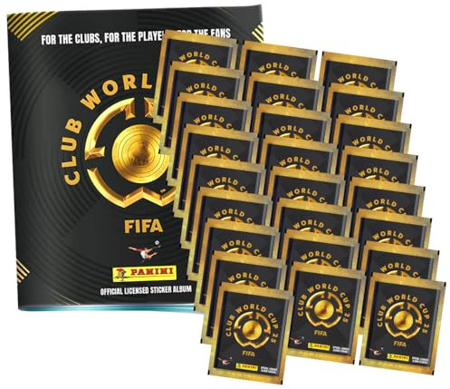 Bundle mit Panini Fifa Club World Cup 2025 Sticker - WM Sammelsticker - 1 Album + 25 Tüten + Exklusive Geburtstagskarte