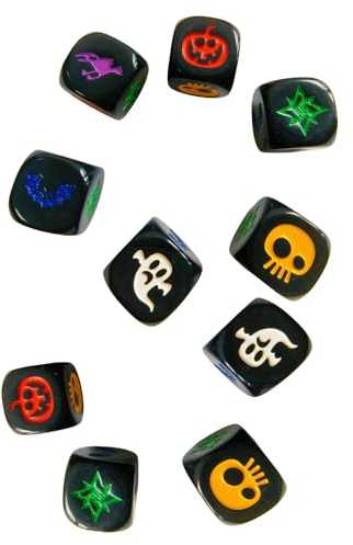 10 Stück 16 mm Acryl-Würfel, sechsseitige Würfel mit runden Ecken, Halloween-Kürbis-Unterhaltungsspiel, Halloween, Kürbis, Acryl, Unterhaltungsspiel für Partys