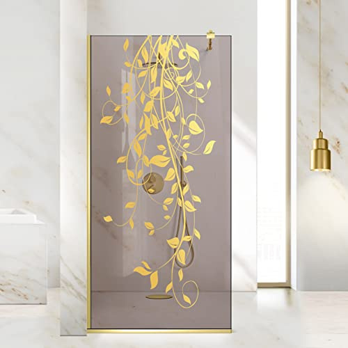 Paroi de douche modèle doré 120 cm taille 8 mm verre bronze avec revêtement nano sablé motif douche à l'italienne disponible en tailles 70-120 cm (120 x 195 cm)