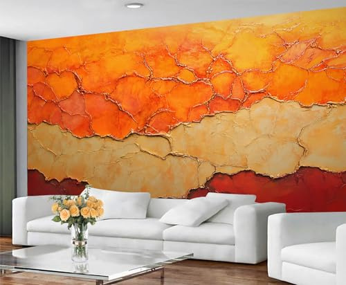 YXQAIED Burnt Orange Mural Wallpaper, Graffiti Wall Mural 150x105 cm, Abstract Orange Photo Wallpaper for Bedroom Living Room Decor (Not Peel and Stick)