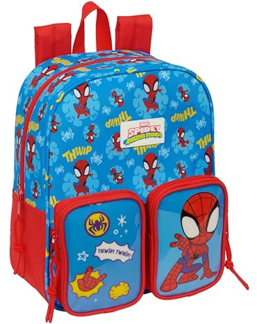 Spidey Kindergartenrucksack, anpassbar an den Wagen, einfache Reinigung, ideal für Kinder verschiedener Altersgruppen, bequem und vielseitig, Qualität und Widerstandsfähigkeit, 22 x 10 x 27 cm