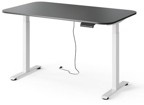 Vicco Schreibtisch höhenverstellbarer Elevate, Weiß/Anthrazit, 140 x 80 cm | 2 Motoren, zur elektrischen Höhenanpassung für ergonomisches Arbeiten