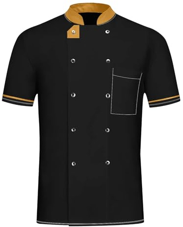 SOOUICKER Kochjacke Herren Kurzarm mit Druckknöpfen Kochhemd Modern Kochkleidung Sommer Bäckerjacke Damen Slim Fit Chef Jacket Men Koch Uniform