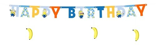 Happy Birthday Girlande 153x50cm Minions - Banner Deko - Geburtstagsgirlande für Kindergeburtstag Geburtstag - Geburtstagsdeko & Partyzubehör - Blau Gelb Orange