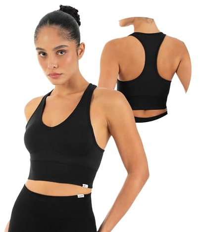 SMILODOX Sport BH Damen Vonda, Seamless Bustier, stützender elastischer Bund, hoher Halt, Performance Fit, Fitness BH mit V-Ausschnitt Design, für Gym, Yoga & Training