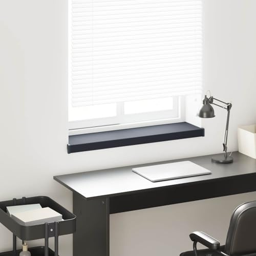 GeenYuu Alféizar de ventana antracita con vetas de madera PVC 60 x 25 x 4,5 cm, para interior y exterior, fácil montaje con pegamento, impermeable, fácil de limpiar, estante estable para plantas y
