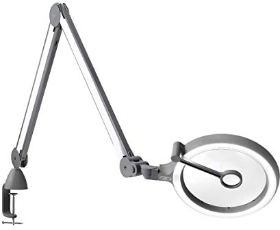 daylight D25100 LED Lupenleuchte – 1,75-fache kristallklare Linse (18 cm), 60 LEDs, 4-stufiger Dimmer, austauschbare Linse, flexibler Arm – ideal für Präzisionsarbeiten – UK-Stecker