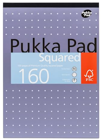 A4 5mm Squared Ruled Pads 80GSM 160 Pages (6 Pack)