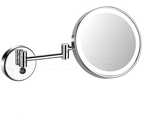 DEUSENFELD WLED700D - Tageslicht LED Kosmetikspiegel 7 - Fach Vergrößerung, Ø20cm, 230V DIREKTANSCHLUSS, verchromt, sehr hell, kein sichtbares Spiralkabel !